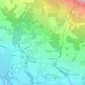 Mappa topografica Les Jurians, altitudine, rilievo
