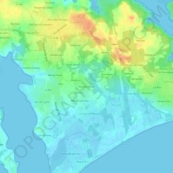Mappa topografica Perrien Bonis, altitudine, rilievo