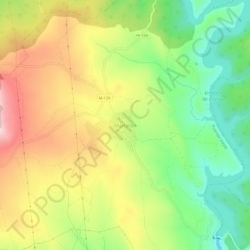 Mappa topografica Manjirón, altitudine, rilievo