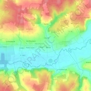 Mappa topografica Grand Sable, altitudine, rilievo