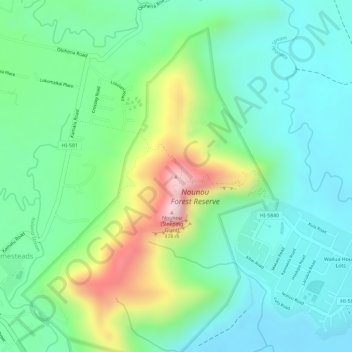 Mappa topografica Sleeping Giant, altitudine, rilievo