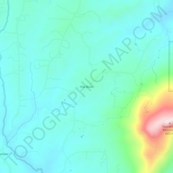 Mappa topografica Flat Rock, altitudine, rilievo