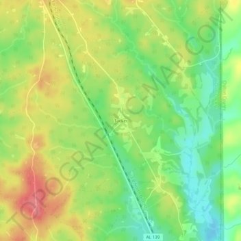 Mappa topografica Tucker, altitudine, rilievo
