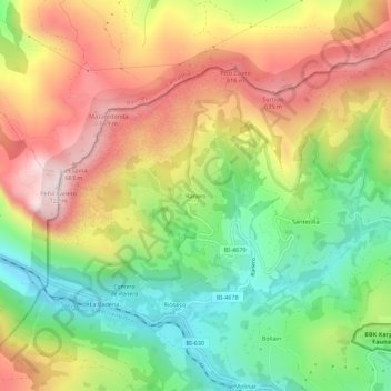 Mappa topografica Ranero, altitudine, rilievo