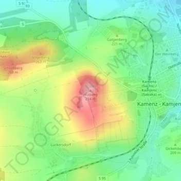 Mappa topografica Hutberg, altitudine, rilievo