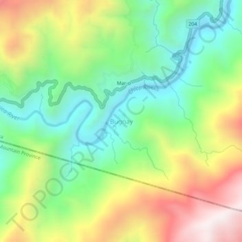 Mappa topografica Bugnay, altitudine, rilievo