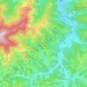 Mappa topografica Pohorje, altitudine, rilievo