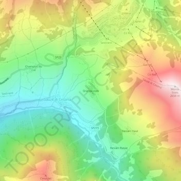 Mappa topografica Grangesises, altitudine, rilievo