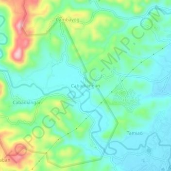 Mappa topografica Cabadiangan, altitudine, rilievo