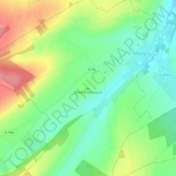 Mappa topografica Mont d'Heucourt, altitudine, rilievo