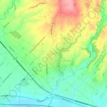 Mappa topografica Valcanneto, altitudine, rilievo