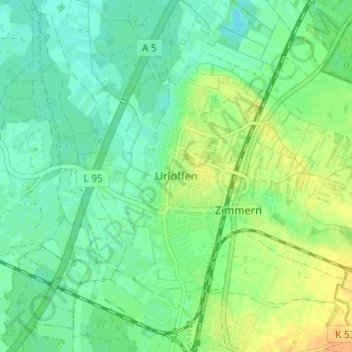 Mappa topografica Urloffen, altitudine, rilievo