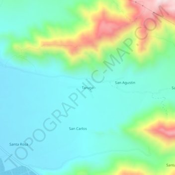Mappa topografica Taruga, altitudine, rilievo