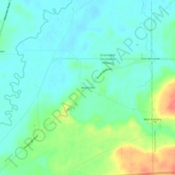 Mappa topografica Brookville, altitudine, rilievo