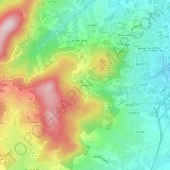 Mappa topografica Combalat, altitudine, rilievo