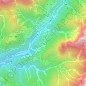 Mappa topografica Lovea, altitudine, rilievo