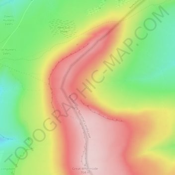 Mappa topografica Nidd Head, altitudine, rilievo