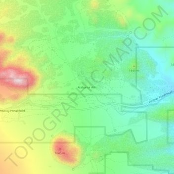 Mappa topografica Alabama Hills, altitudine, rilievo