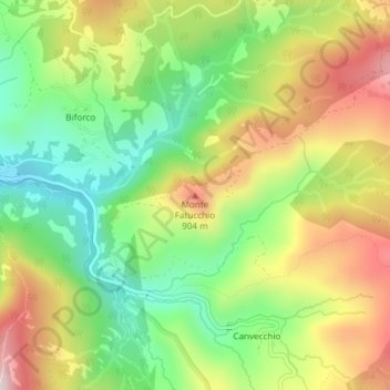 Mappa topografica Monte Fatucchio, altitudine, rilievo