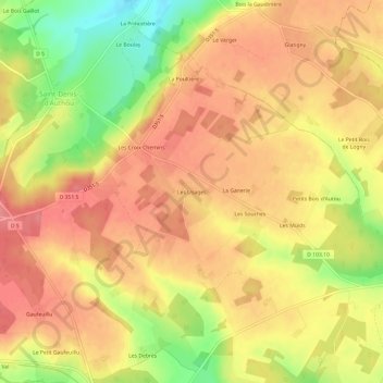 Mappa topografica Les Usages, altitudine, rilievo