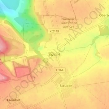 Mappa topografica Etzdorf, altitudine, rilievo
