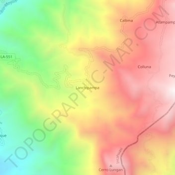 Mappa topografica Lanchipampa, altitudine, rilievo