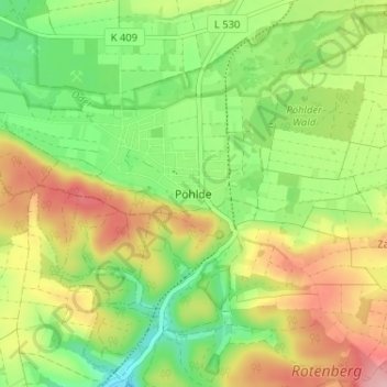 Mappa topografica Pöhlde, altitudine, rilievo