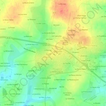Mappa topografica La Bastille, altitudine, rilievo
