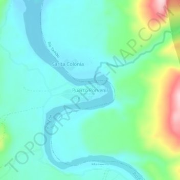Mappa topografica Puerto Porvenir, altitudine, rilievo