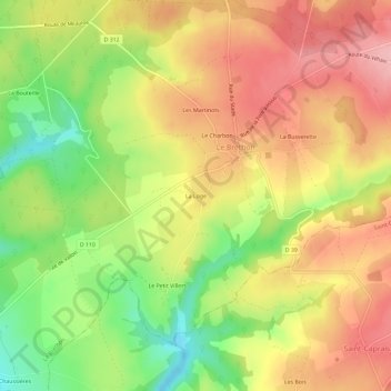Mappa topografica La Loge, altitudine, rilievo