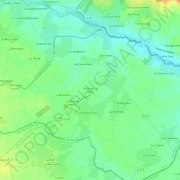 Mappa topografica Le Moulin à Vent, altitudine, rilievo
