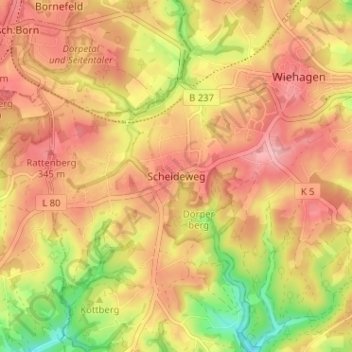 Mappa topografica Scheideweg, altitudine, rilievo