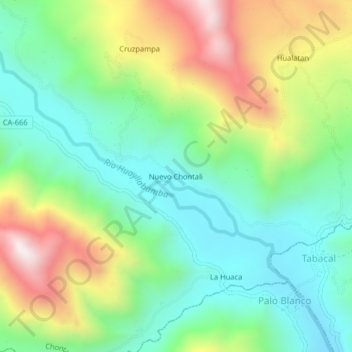 Mappa topografica Nuevo Chontali, altitudine, rilievo