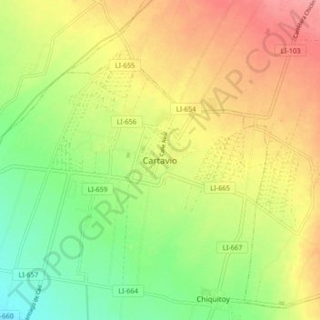 Mappa topografica Cartavio, altitudine, rilievo