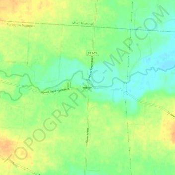 Mappa topografica Homer, altitudine, rilievo