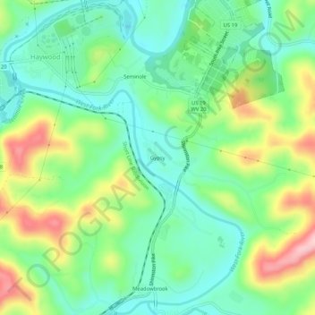 Mappa topografica Gypsy, altitudine, rilievo