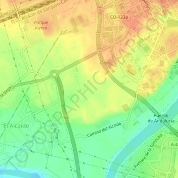 Mappa topografica Fontanar de Cábano, altitudine, rilievo