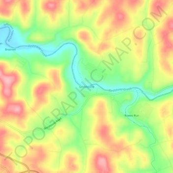 Mappa topografica Grindstone, altitudine, rilievo