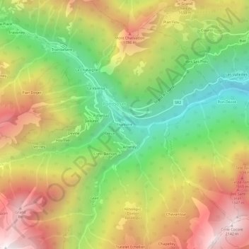 Mappa topografica Frontiere, altitudine, rilievo