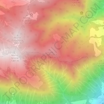 Mappa topografica La Costa, altitudine, rilievo