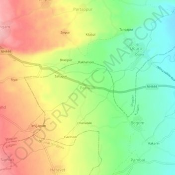 Mappa topografica Pariwan, altitudine, rilievo