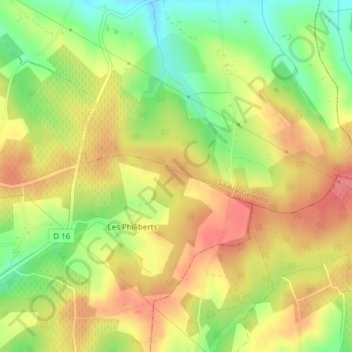 Mappa topografica Lutte, altitudine, rilievo