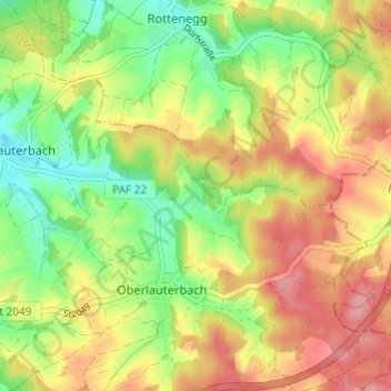 Mappa topografica Jägerbauer, altitudine, rilievo