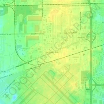 Mappa topografica Sterling Heights, altitudine, rilievo
