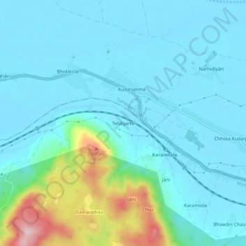 Mappa topografica Teliagarhi, altitudine, rilievo