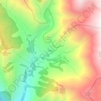 Mappa topografica Gavàs, altitudine, rilievo
