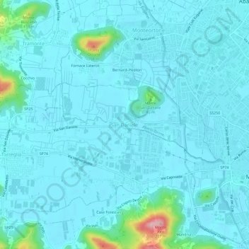 Mappa topografica San Daniele, altitudine, rilievo