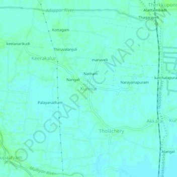 Mappa topografica Kunnur, altitudine, rilievo