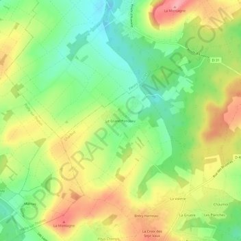Mappa topografica Le Grand Ponceau, altitudine, rilievo