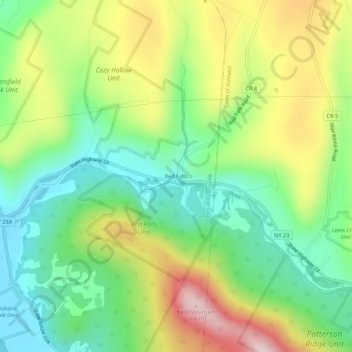 Mappa topografica Red Falls, altitudine, rilievo